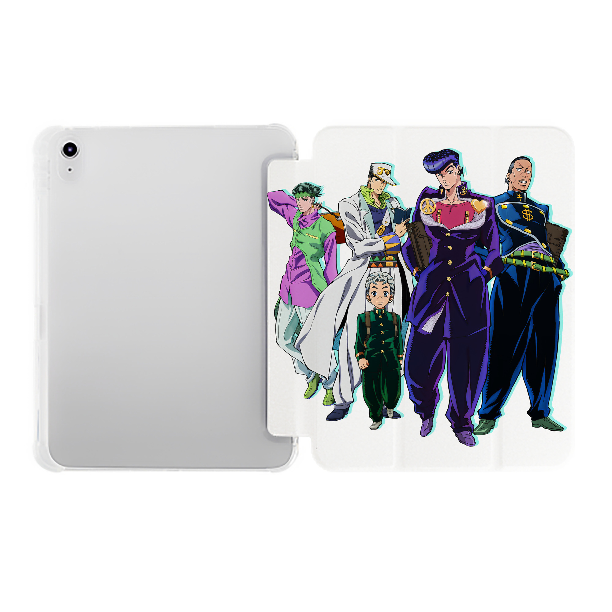 （画像用） ジョジョの奇妙な冒険 JoJo's Bizarre Adventure IPad ケース ペン収納付き 三つ折りスタンド PUレザー×シリコン 対応機種9.5/10.5/10.9インチ